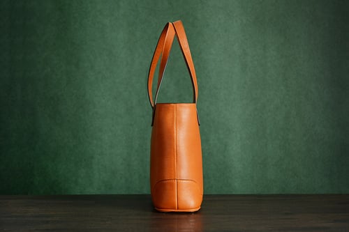 Image of Custom Handmade Italian Vegetable Tanned Leather Tote Bag, Shoulder Bag, Lady Handbag D011
