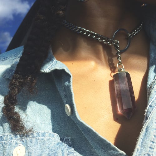 Image of AMINA Silver • Crystal Lariat Necklace