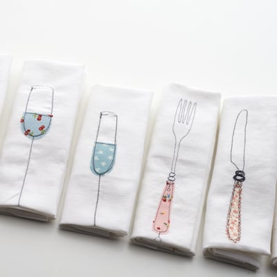 Image of Cutlery or Champagne Themed Napkins