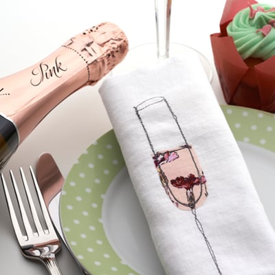 Image of Cutlery or Champagne Themed Napkins