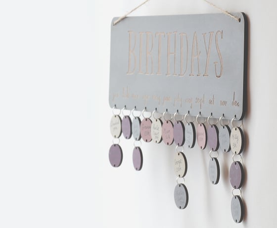 Image of Gentle Gray Birthday Board ~ Birthdays or Family & Friends