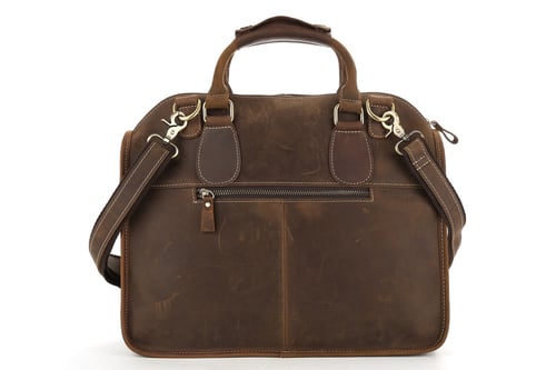 Image of Handcrafted Antique Leather Laptop Briefcase Mens Messenger Shoulder Bag 3857