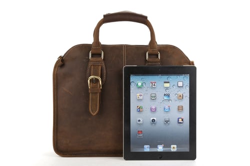 Image of Handcrafted Antique Leather Laptop Briefcase Mens Messenger Shoulder Bag 3857