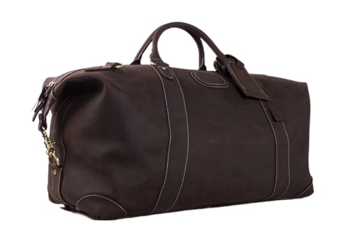 Image of Handmade Vintage Genuine Cowhide Leather Travel Bag, Duffle Bag, Weekender Bag DZ07