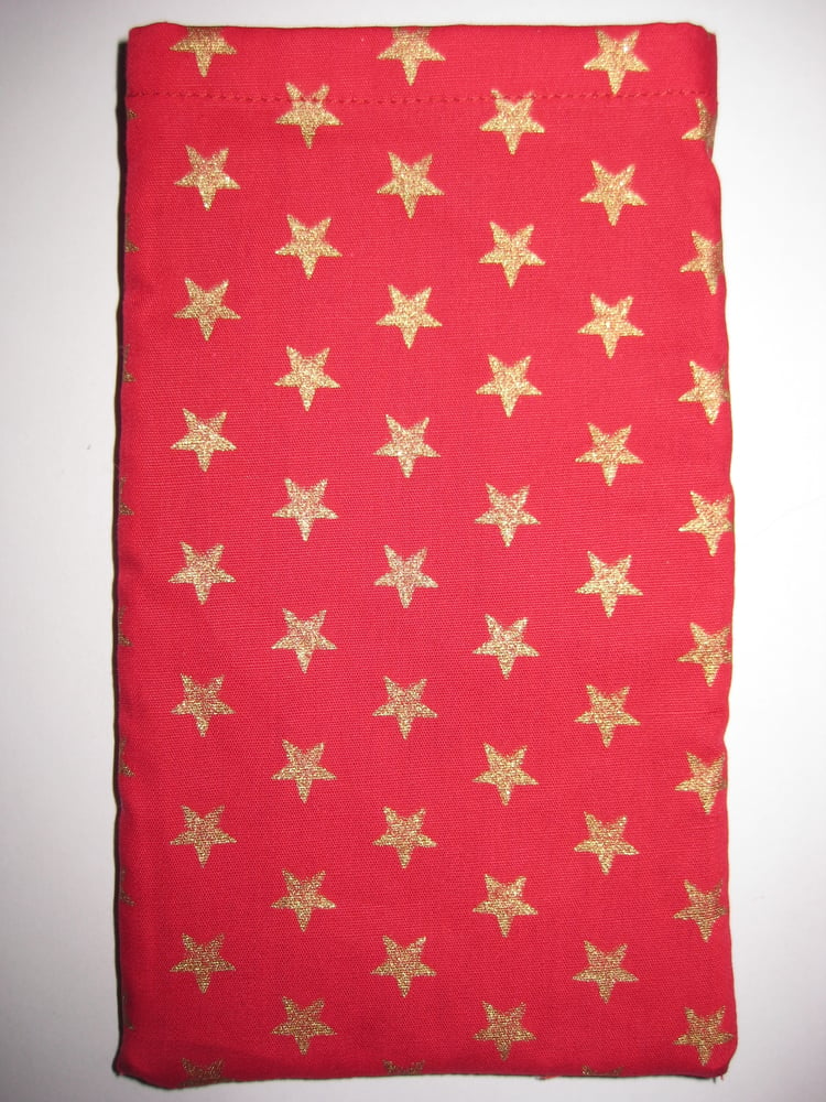 Image of Red with golden stars - protective phone pouch