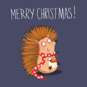 Image of Hedgehog Christmas card (single card)