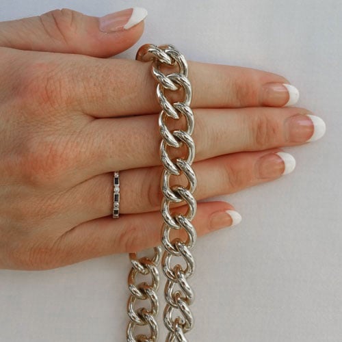 Image of NICKEL Chain Luxury Strap - Large Classy Curb Chain - 7/16" (12mm) Wide - Choose Length & Hook Style