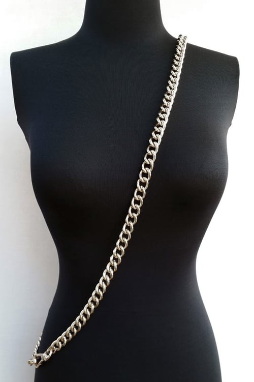Image of NICKEL Chain Luxury Strap - Large Classy Curb Chain - 7/16" (12mm) Wide - Choose Length & Hook Style