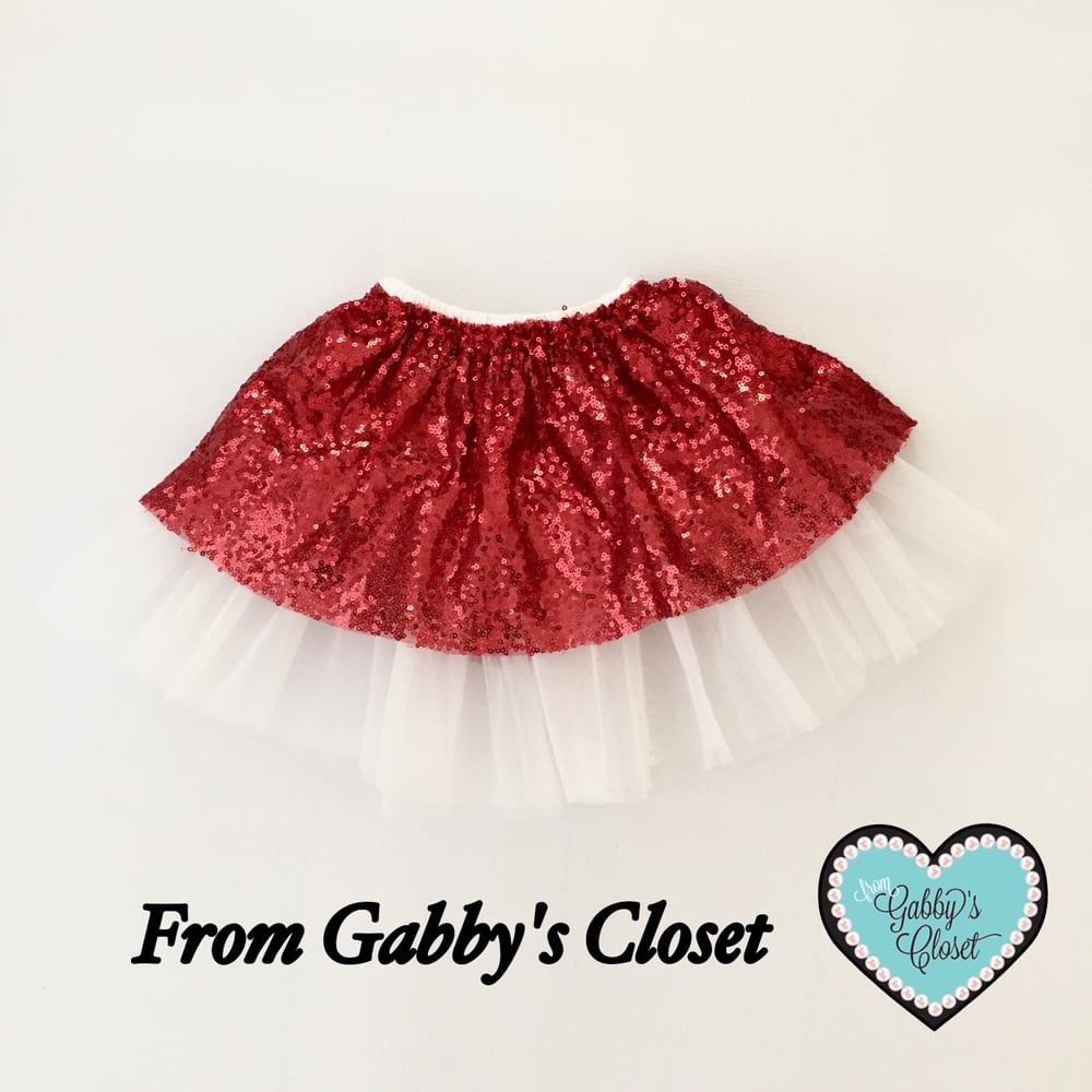 Image of Girl's Red Sequin Skirt