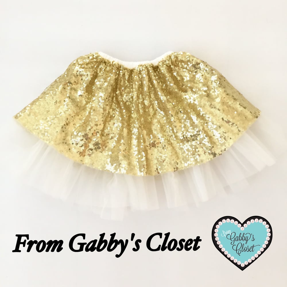 Image of Girl's Gold Sequin Skirt