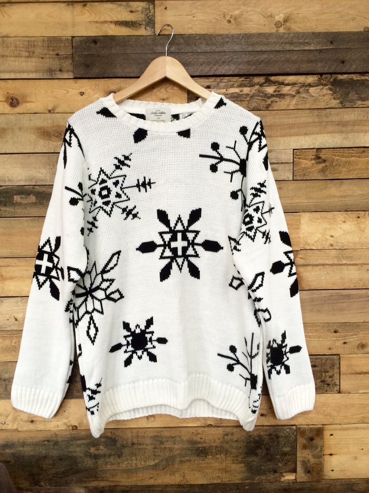 Image of Limited Edition White & Black Snowflake Heavyweight Jumper