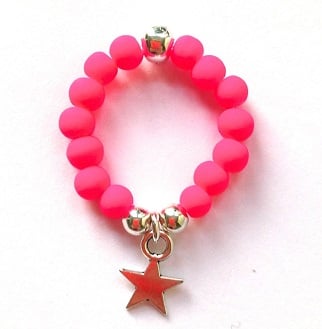 Image of Kool Jewels Pink Stackable Charm Ring - Star