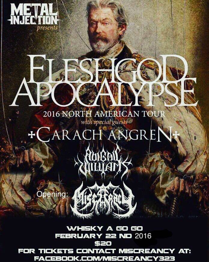 Image of Fleshgod Apocalypse, Carach Angren, Abigail Williams and Miscreancy at The Whisky A Go GO 2-22-16