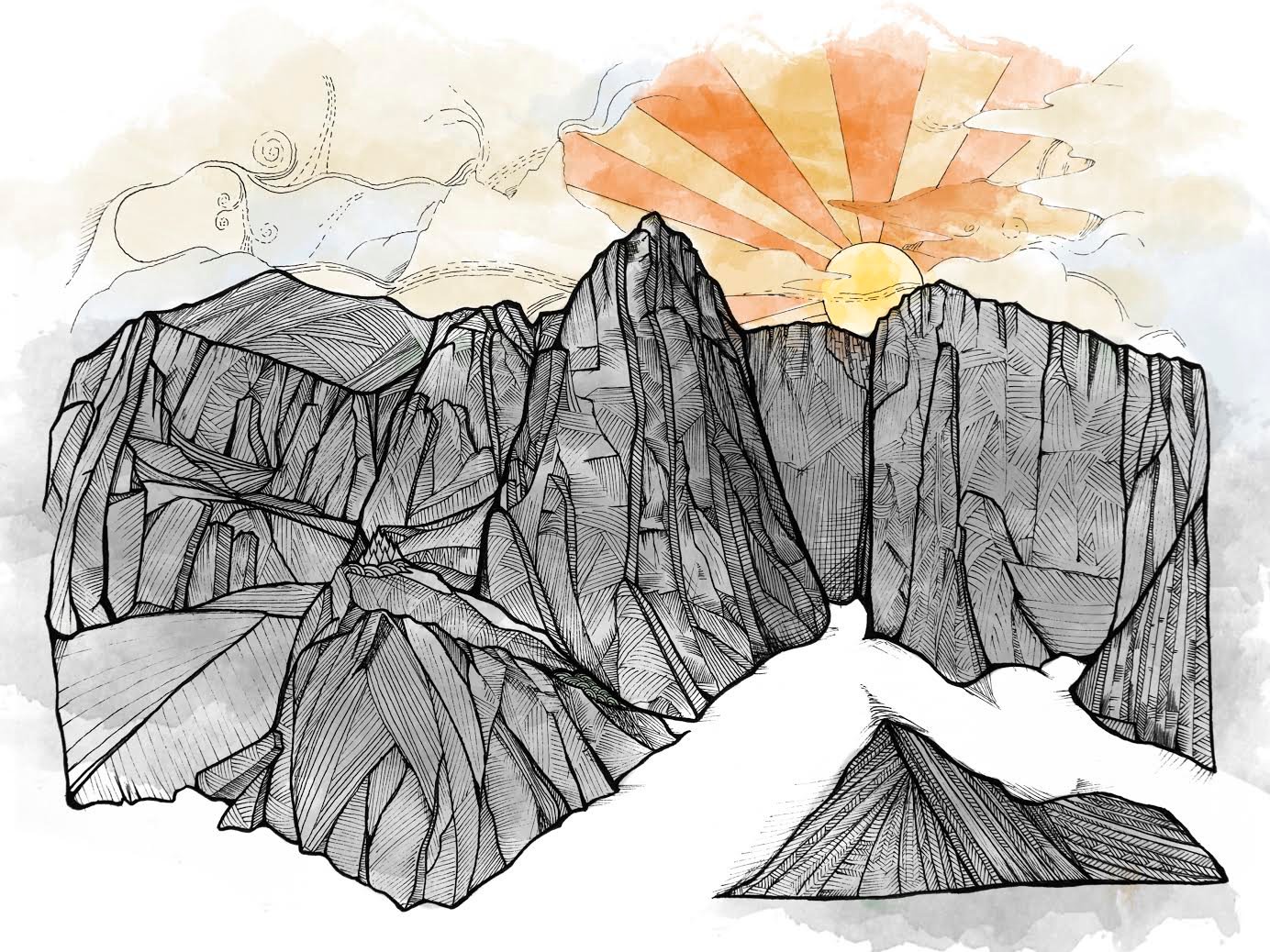 絵画 Lone Mountain Lone Mountain Sketch – James Niehues