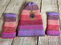 Image 1 of Multicoloured Beanie with Matching Handwarmers, Teen Size/ Small Adult , Perfect Gift