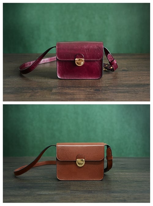 Image of Custom Handmade Italian Vegetable Tanned Leather Satchel, Messenger Shoulder Bag For Women D031