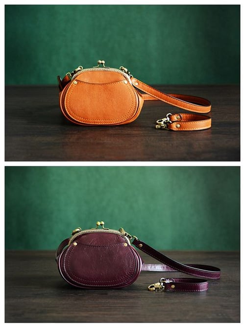 Image of Custom Handmade Italian Tanned Leather Satchel Messenger Shoulder Bag Women Mini Bag D033