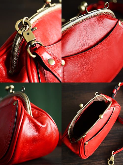 Image of Custom Handmade Italian Tanned Leather Satchel Messenger Shoulder Bag Women Mini Bag D033