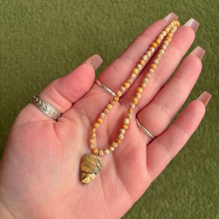 Image of crystal leaf necklace 