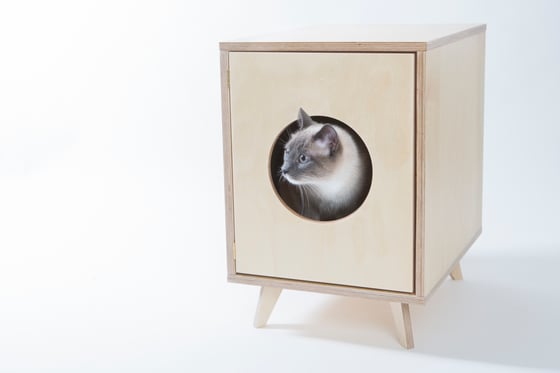 Image of Cat Litter Box Cabinet - Pet House "Juno"