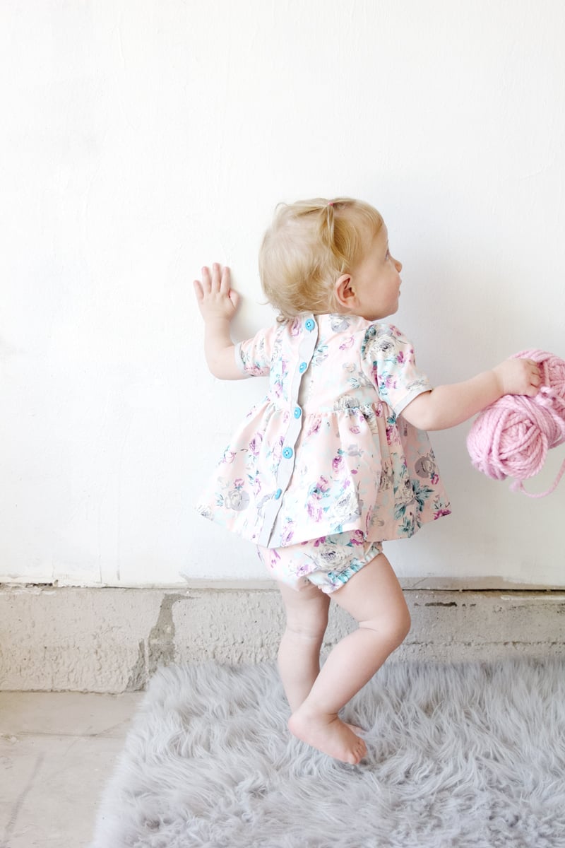 Image of INFANT - Gold Collar Girl Dress/Top + Button Bloomers 