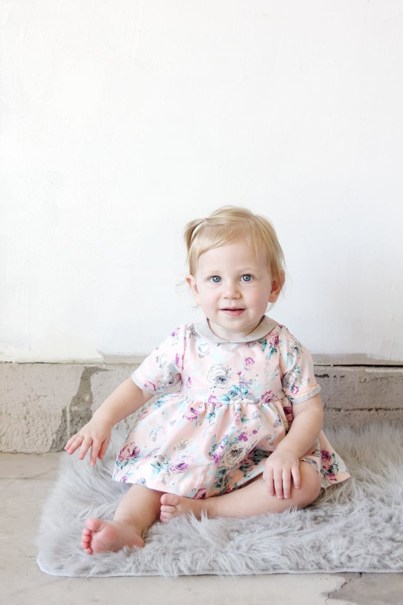 Image of INFANT - Gold Collar Girl Dress/Top + Button Bloomers 