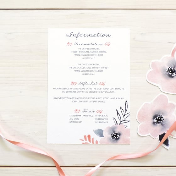 Image of Sweet Posey Bespoke Wedding Information Card