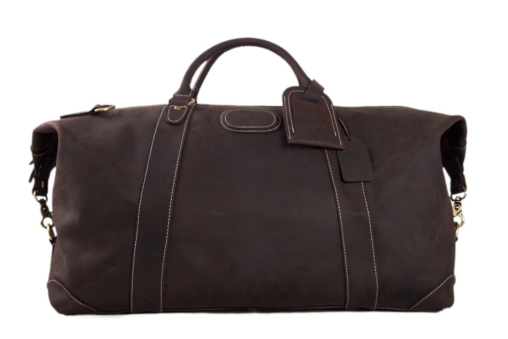 Image of Handmade Vintage Genuine Cowhide Leather Travel Bag, Duffle Bag, Weekender Bag DZ07