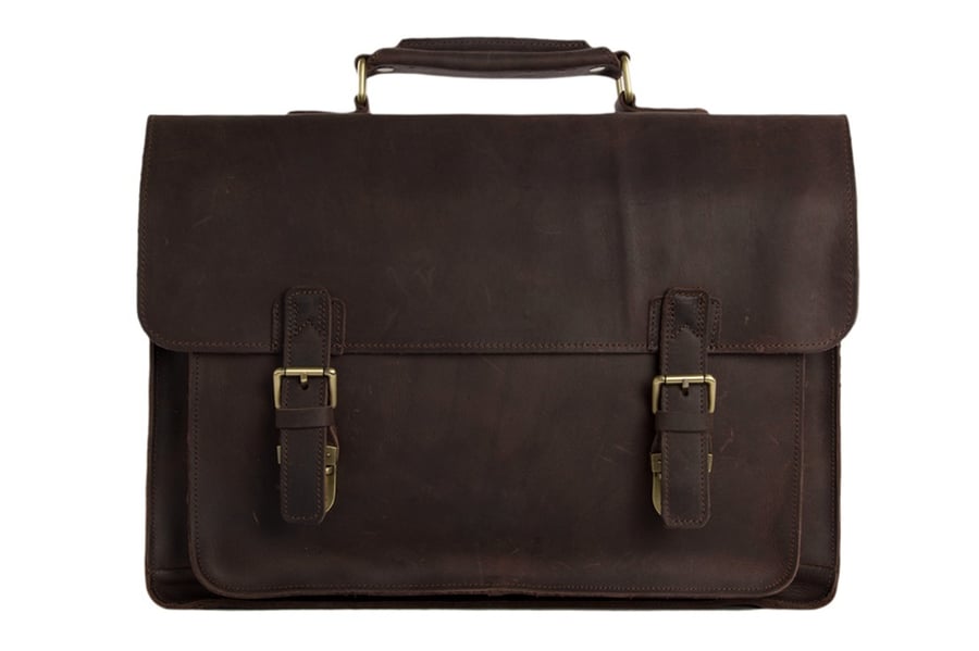 Image of 15'' Handmade Vintage Genuine Leather Briefcase Messenger Bag Laptop Bag Men's Handbag 7205