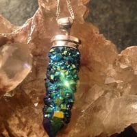 Image 1 of Magical (RARE) Titanium Aura Spirit Cactus Quartz Sterling Silver Capped on Sterling Silver Necklace