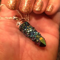 Image 2 of Magical (RARE) Titanium Aura Spirit Cactus Quartz Sterling Silver Capped on Sterling Silver Necklace