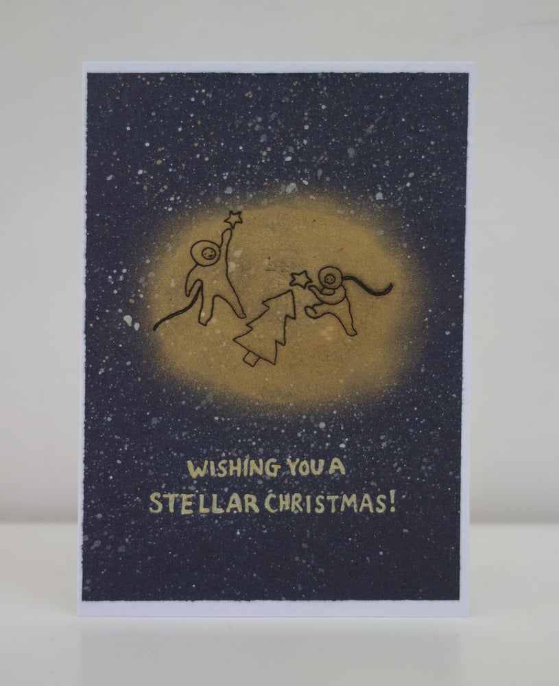 Image of cosmonaut christmas blank gift card