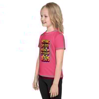 Image 3 of Girls Kids crew neck t-shirt (HOT PINK) (No Greater Relationship than Jesus)