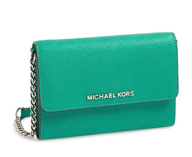 Image of MICHAEL Michael Kors Saffiano Leather Crossbody Bag Aqua