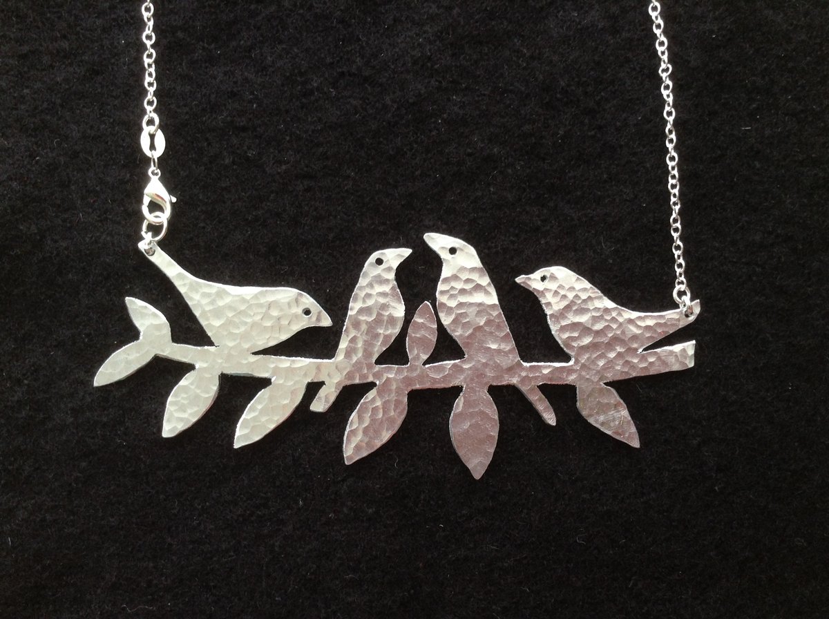 Image of Four Birds on a branch necklace (long)