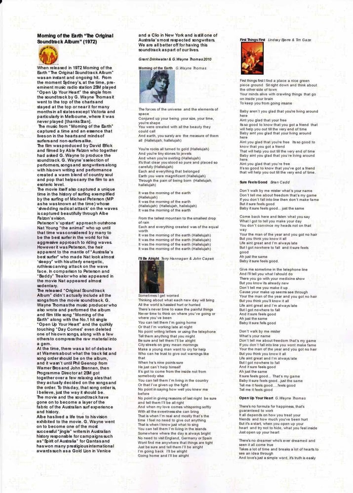 — MORNING OF THE EARTH CD — MORNING OF THE EARTH CD