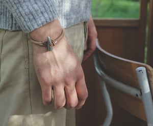 Image of men's silver toggle bracelet, natural