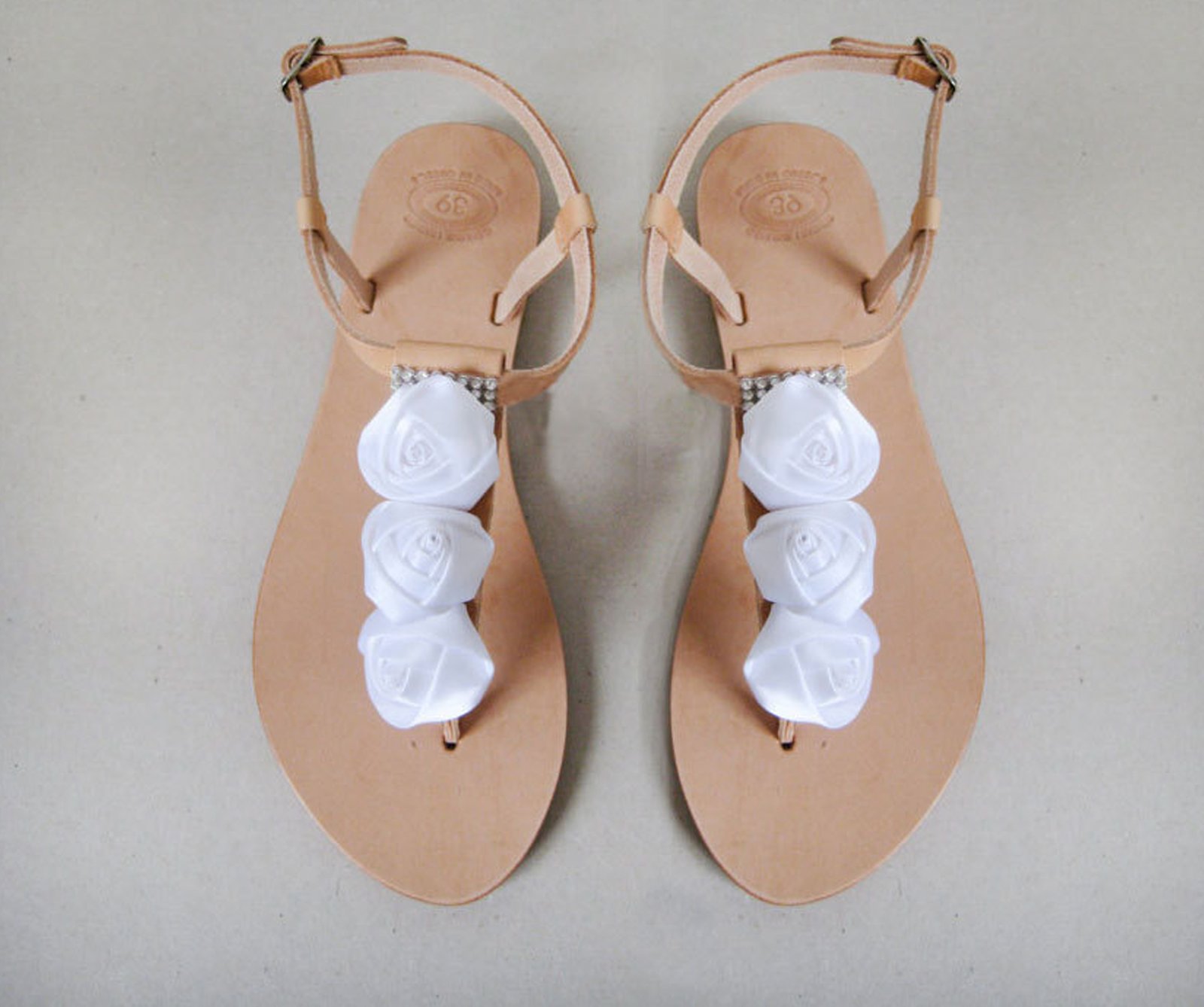 white ribbon sandals