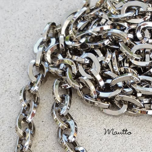 Image of NICKEL Chain Strap - Mini Elongated Box Chain - 1/4" (7mm) Wide - Choice of Length & Hooks/Clasps