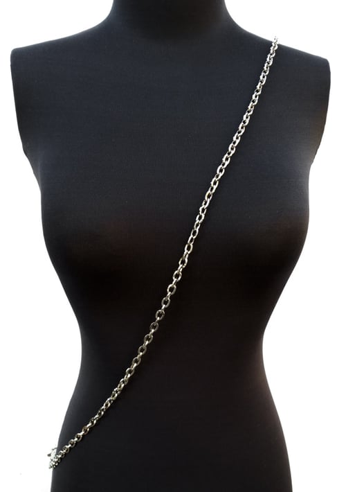 Image of NICKEL Chain Strap - Mini Elongated Box Chain - 1/4" (7mm) Wide - Choice of Length & Hooks/Clasps