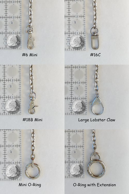 Image of NICKEL Chain Strap - Mini Elongated Box Chain - 1/4" (7mm) Wide - Choice of Length & Hooks/Clasps