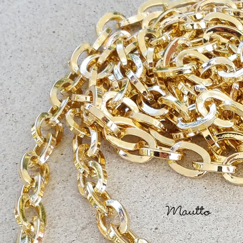 Image of GOLD Chain Strap - Mini Elongated Box Chain - 1/4" (7mm) Wide - Choice of Length & Hooks/Clasps