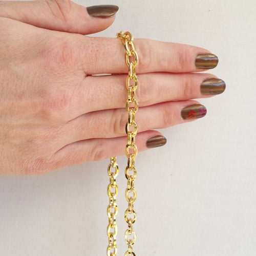 Image of GOLD Chain Strap - Mini Elongated Box Chain - 1/4" (7mm) Wide - Choice of Length & Hooks/Clasps