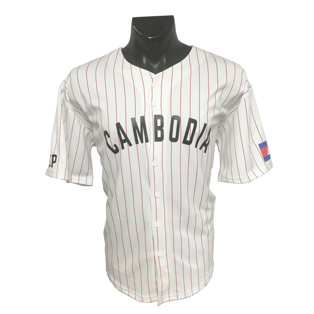 Rep Cambodia — REP CAMBODIA PIN STRIPED BASEBALL JERSEY