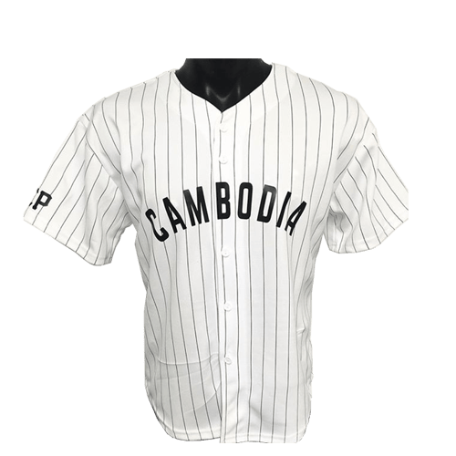 Image of REP CAMBODIA PIN STRIPED BASEBALL JERSEY