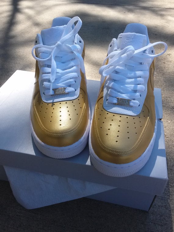 FootSoldierCustoms â Nike Air Force 1 Low (White/Gold)
