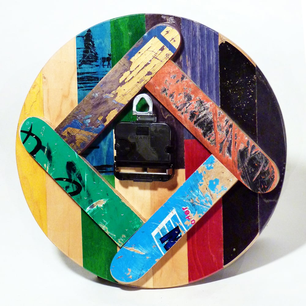 Image of Basic Skateboard Clock- 10"(254mm) Dia. WallClock by Deckstool. 