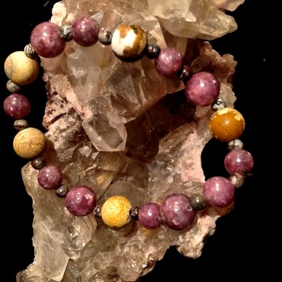 Image of Restore Energy <3 Purple Lepidolite, Snowflake Obsidian, Fossilized Wood