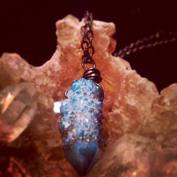 Image of MAGICAL AND MYSTICAL AQUA AURA FAIRY QUARTZ NECKLACE 