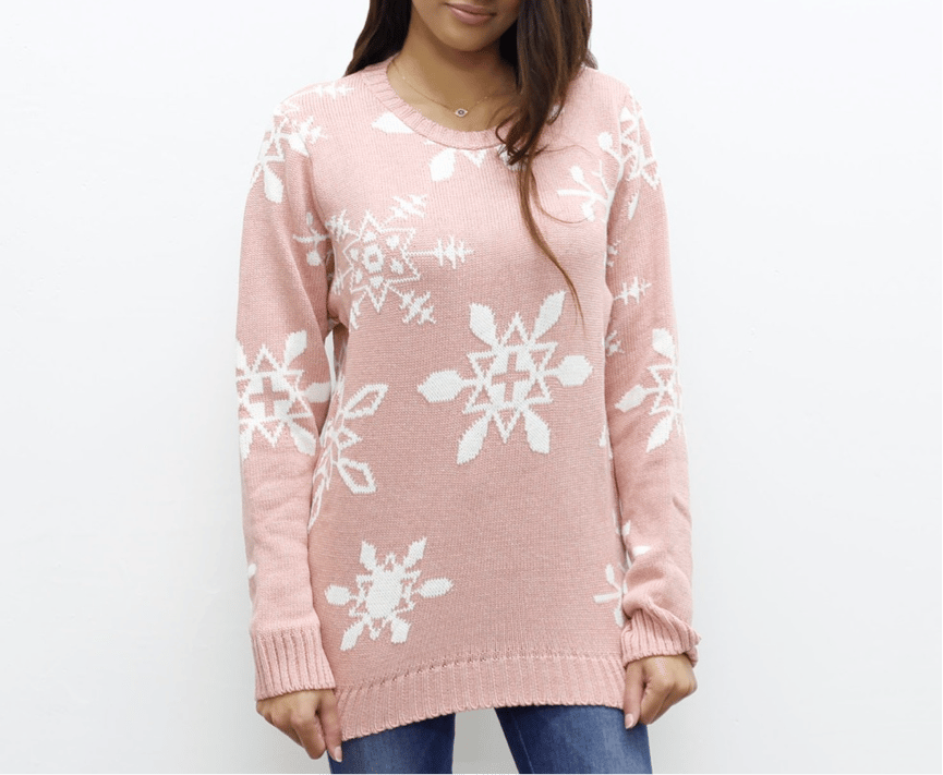 Image of Limited Edition Pink Snowflake Heavyweight Jumper